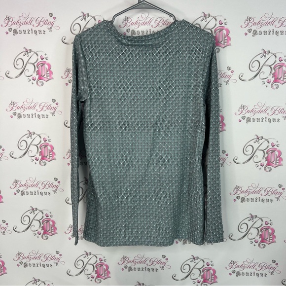Fashion essentials by basic elements long sleeve boho Gray Patterned Blouse - Picture 2 of 8